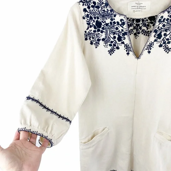 Anthropologie TROVATA Birds of Paradise Nina Linen Shift Dress XS - Picture 7 of 11